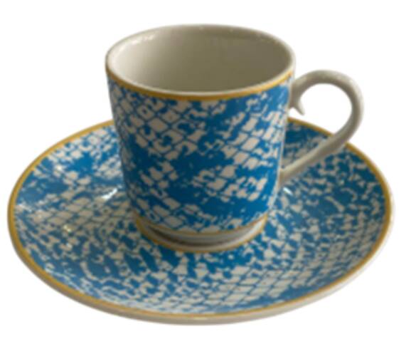 DERİ DESENLİ KAHVE FİNCANI MAVİ