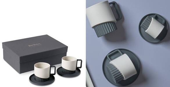 Esma Dereboy Korint Porselen 2li Tabaklı Çay Fincanı Seti