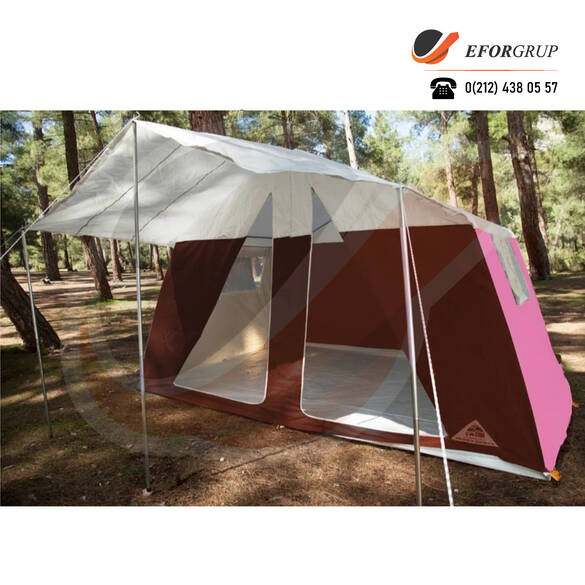 Iki Odalı Suni Deri Kamp Çadırı - Kahvengi Pembe