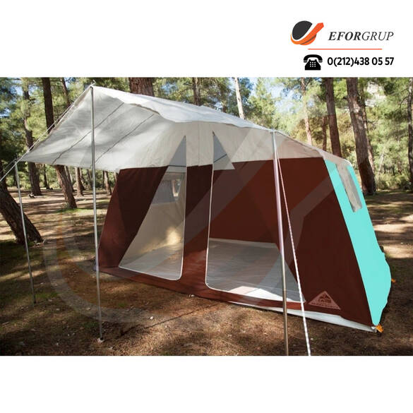 Iki Odalı Suni Deri Kamp Çadırı - Kahverengi Yeşil