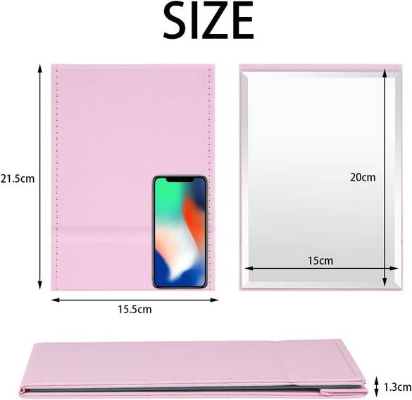 KATLANABİLİR DERİ MASAÜSTÜ AYNA PEMBE