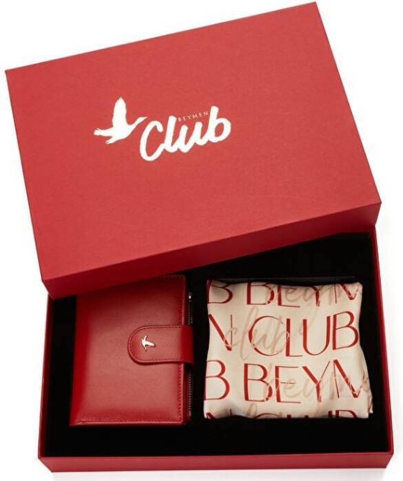 Kırmızı Cüzdan ve Eşarp Hediye Seti