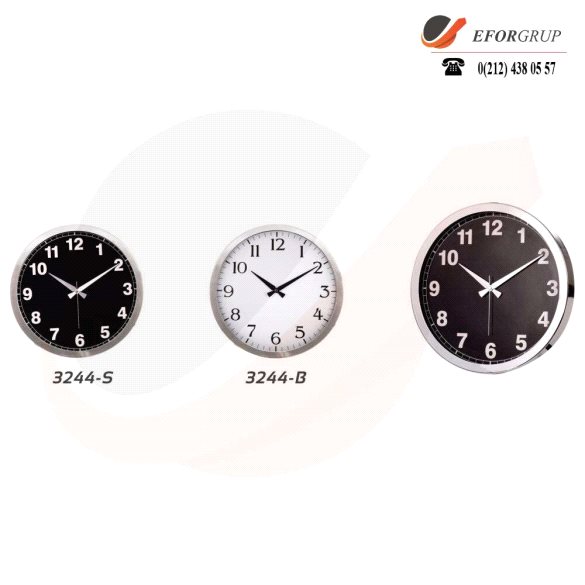 Krom Çerçeveli Duvar Saati(300 mm)