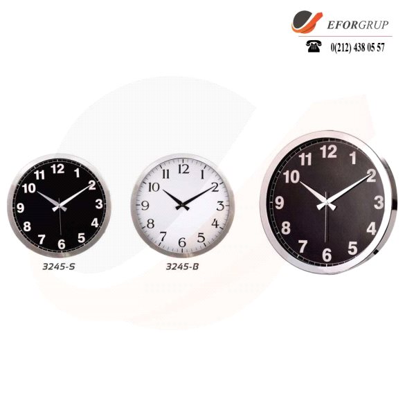 Krom Çerçeveli Duvar Saati(350 mm)