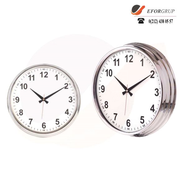 Krom Duvar Saati(430 mm)