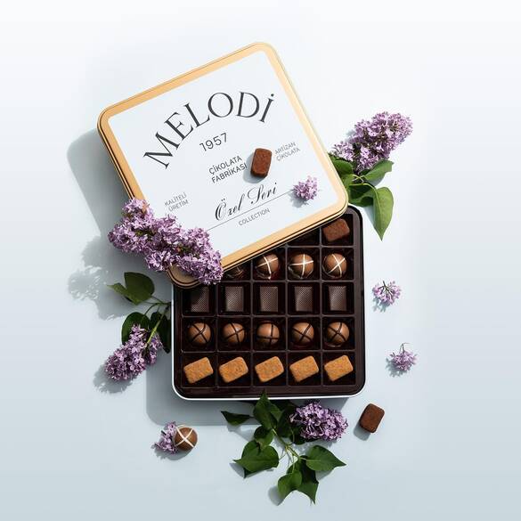 Melodi Pralin Metal Kutu Spesiyal Çikolata 250g