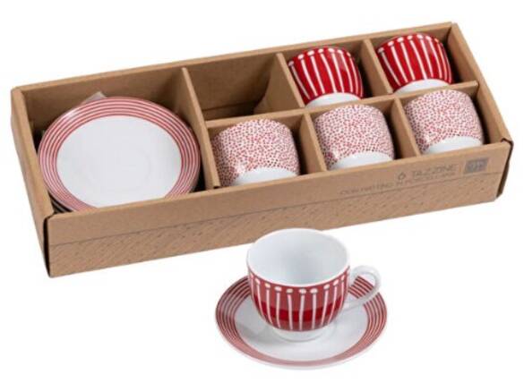 Mercury Kırmızı 6lı Porselen Türk Kahvesi Fincan Seti