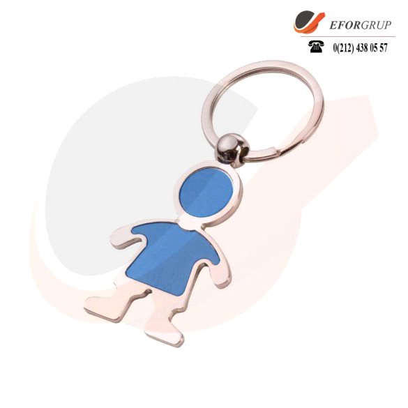 Metal Mavi Figürlü Anahtarlık