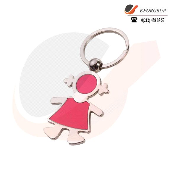 Metal Pembe Figürlü Anahtarlık