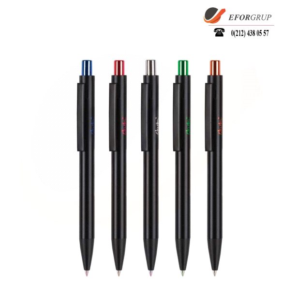 Metal Baskılı Siyah Tükenmez Kalemler