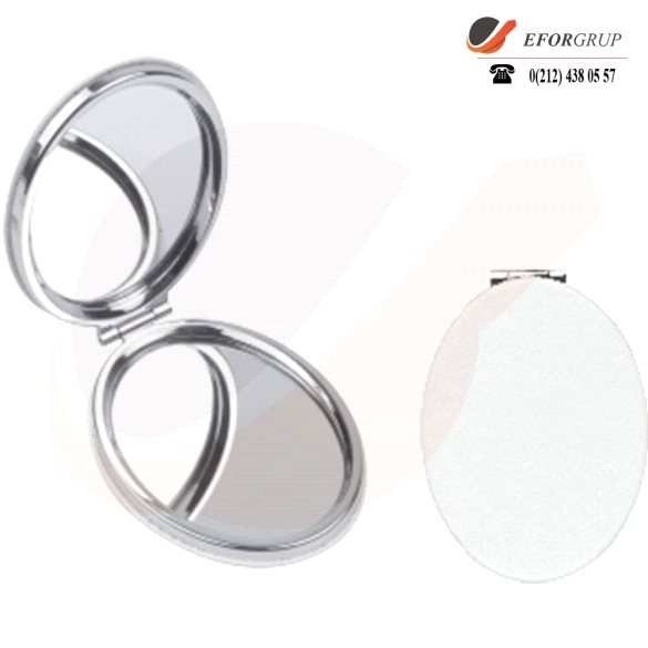 Oval Suni Deri Cep Aynası