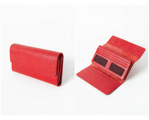 ÖZEL DİKİŞLİ KIRMIZI KADIN CÜZDANI