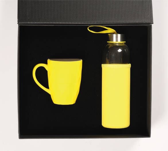 Prizma Kupa ve Cam Matara Seti Sarı