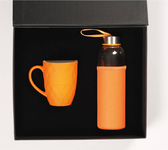 Prizma Kupa ve Cam Matara Seti Turuncu