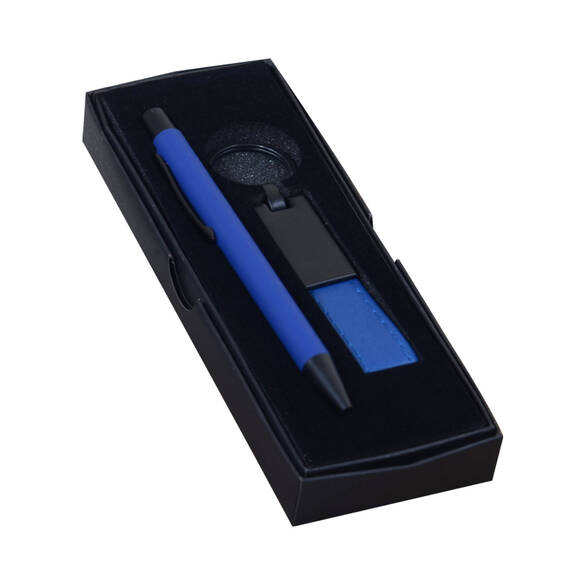 PROMOSYON KUTULU HEDİYE SETİ / KALEM ANAHTARLIK MAVİ