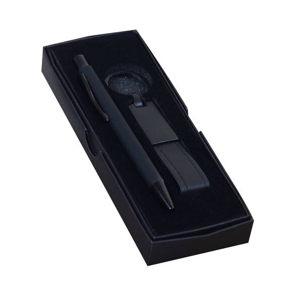 PROMOSYON KUTULU HEDİYE SETİ / KALEM ANAHTARLIK SİYAH