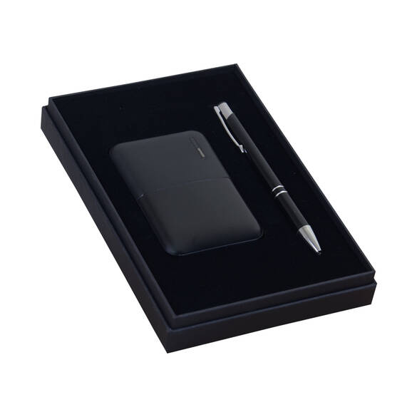 PROMOSYON KUTULU HEDİYE SETİ / KALEM POWERBANK SİYAH