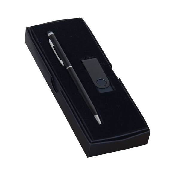 PROMOSYON KUTULU HEDİYE SETİ / KALEM USB BELLEK SİYAH