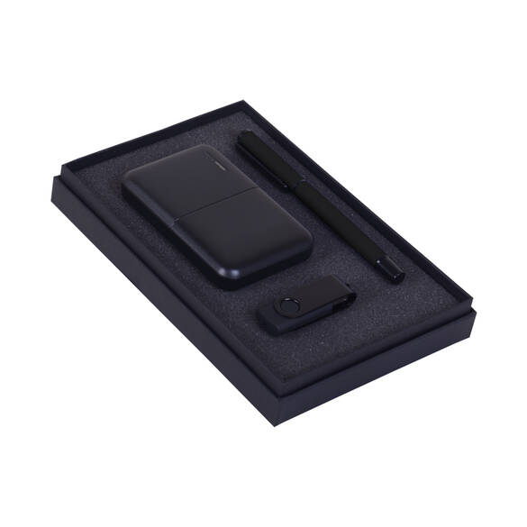 PROMOSYON KUTULU HEDİYE SETİ / POWERBANK USB BELLEK KALEM SİYAH