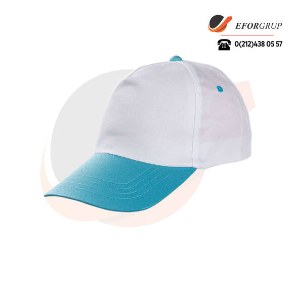 Promosyon Şapka Beyaz Gövde Turkuaz Siper