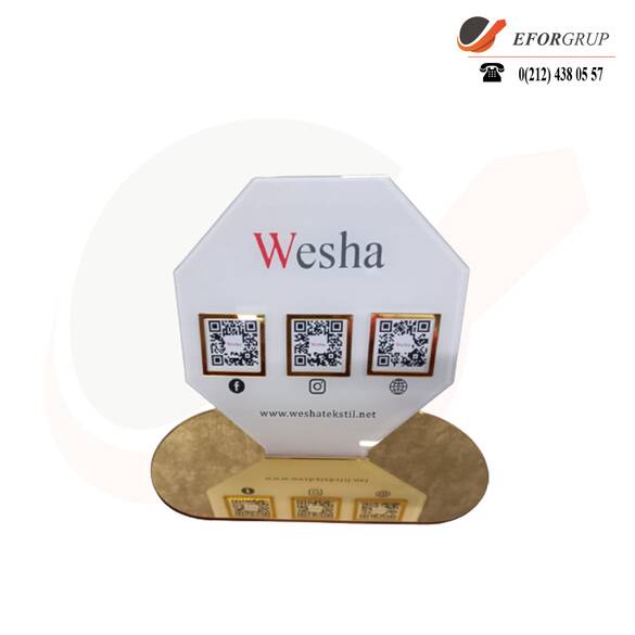 QR Kodlu Bilgilendirme Plaketi Altıgen Tasarım 3'lü