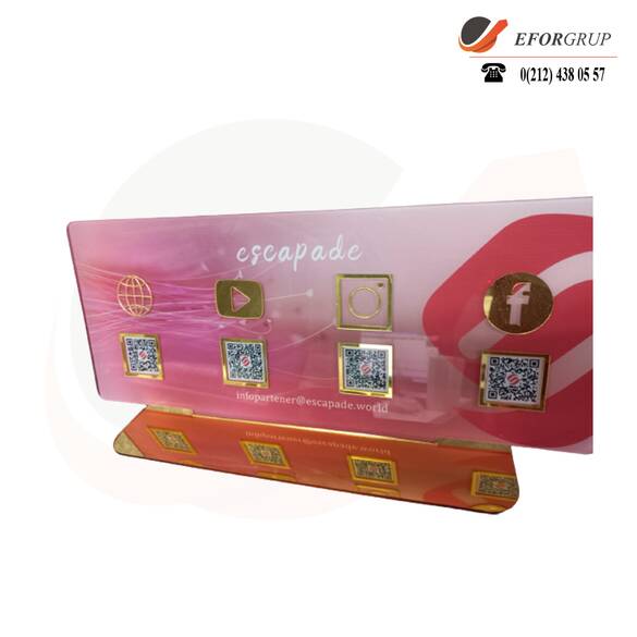 QR Kodlu Şirket Bilgilendirme Standı Yatay 4'lü