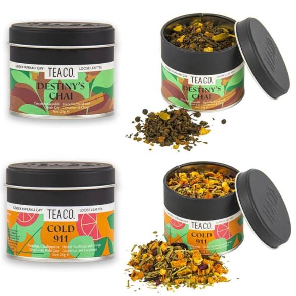 TEACO Metal Kutu Çay Seti-Destiny's Chai & Cold 911