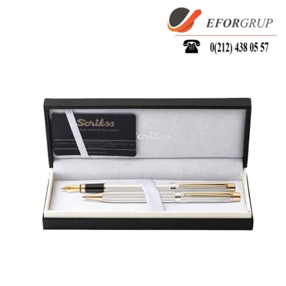 Scrikss Gold Krom 2'Li Tükenmez, Dolma Kalem Seti