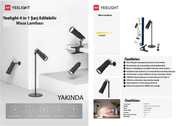 Yeelight 4 in 1 Şarj Edilebilir Masa Lambası