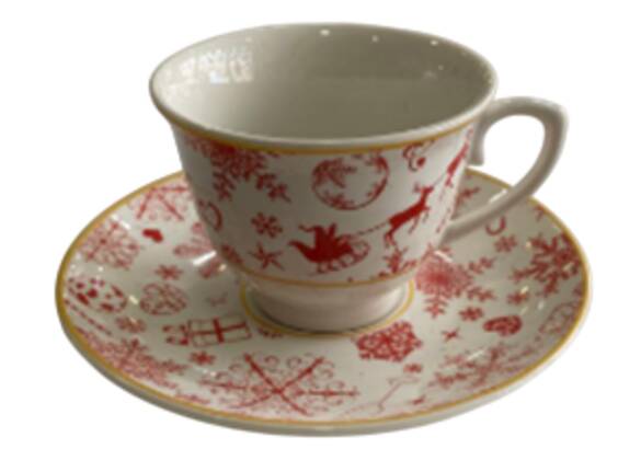 YENİYIL DESENLİ KAHVE FİNCANI KIRMIZI