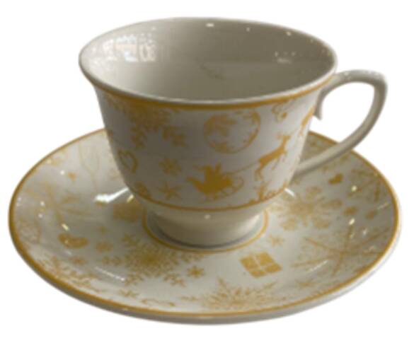 YENİYIL DESENLİ KAHVE FİNCANI SARI